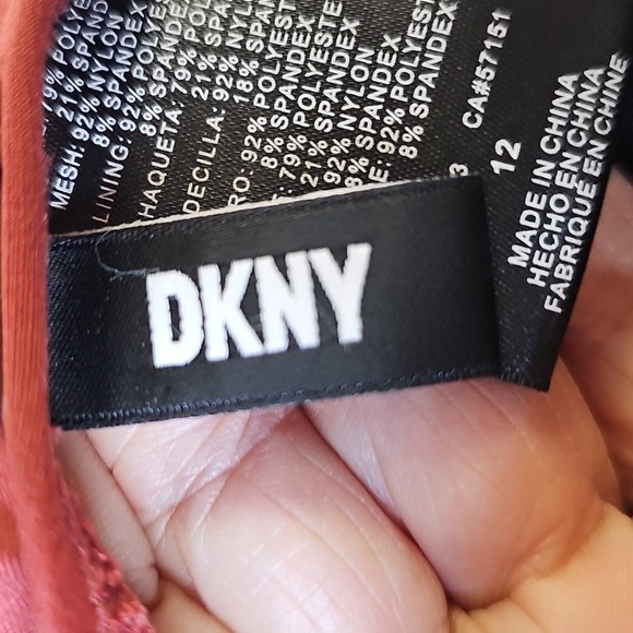 DKNY womens  One Piece Swimsuit. Rust‎ Color Size 12. Rouching. - Picture 8 of 10